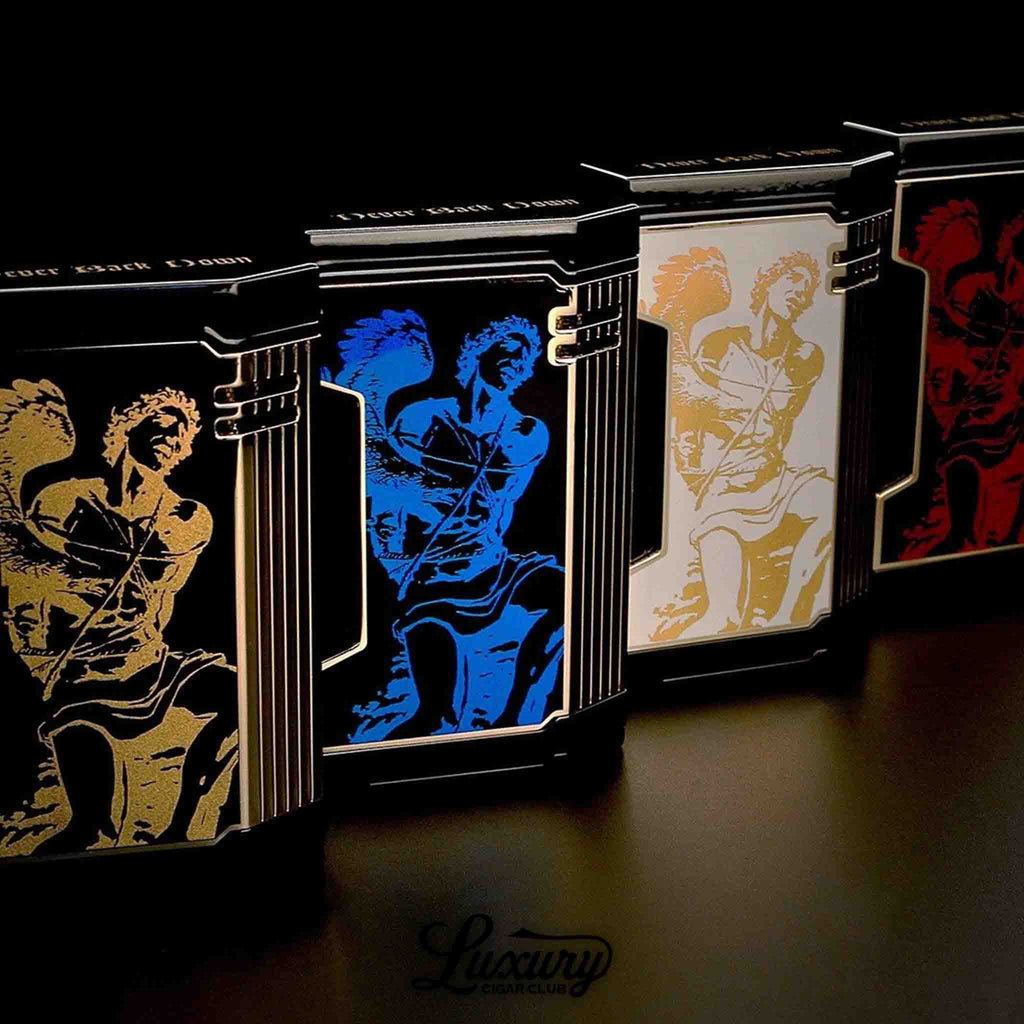 Prometheus God of Fire Never Back Down Limited Edition Magma T Lighters 2024 in multiple colors available at Luxury Cigar Club premium cigar accessories