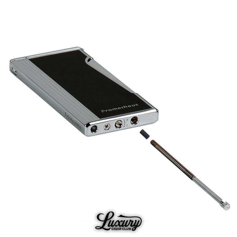 Prometheus Retro Torch Lighter Black Lacquer Built In Cigar Punch Luxury Cigar Club