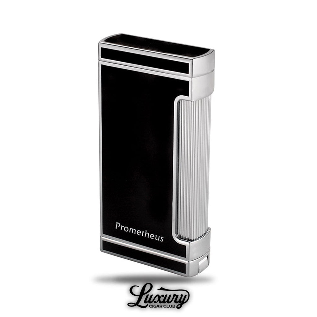 Prometheus Ultimo X Triple Torch Lighter in black lacquer with chrome accents from Luxury Cigar Club cigar accessories online