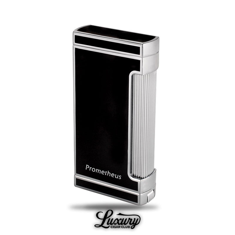 Prometheus Ultimo X Triple Torch Lighter in black lacquer with chrome accents from Luxury Cigar Club cigar accessories online