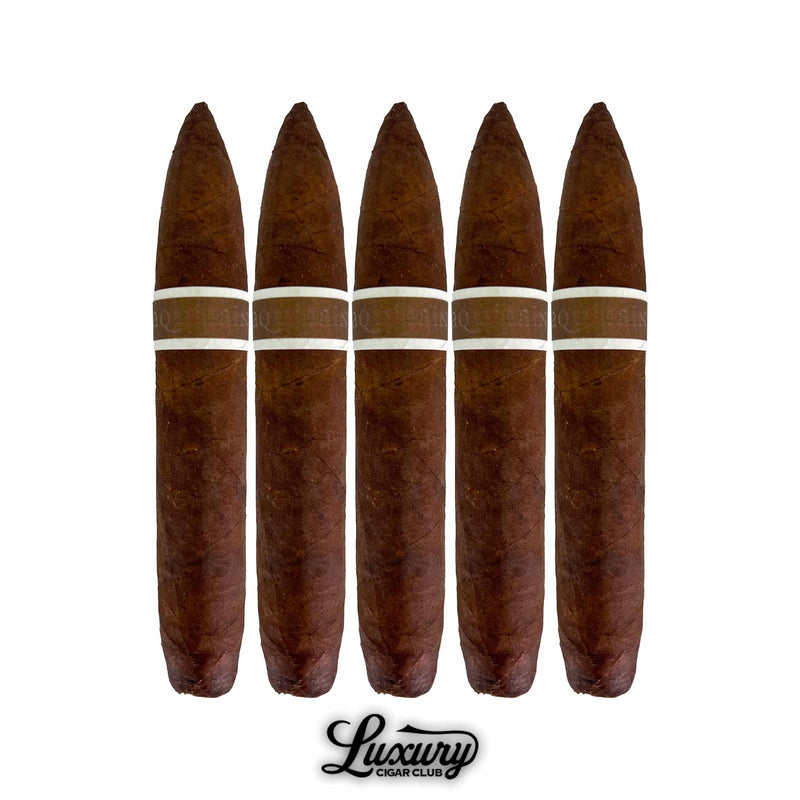 Five pack of RoMa Craft Aquitaine Mode 5 cigars with pointed heads and rich wrapper sold at Luxury Cigar Club
