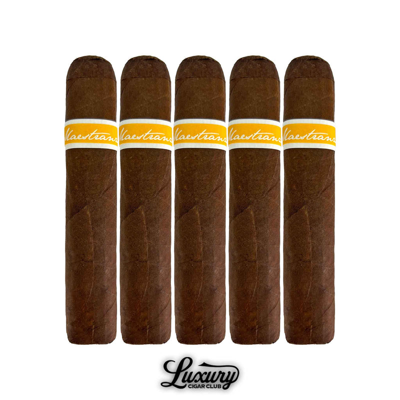 Five pack of RoMa Craft Maestranza Castillito Murca robusto cigars with yellow bands from Luxury Cigar Club