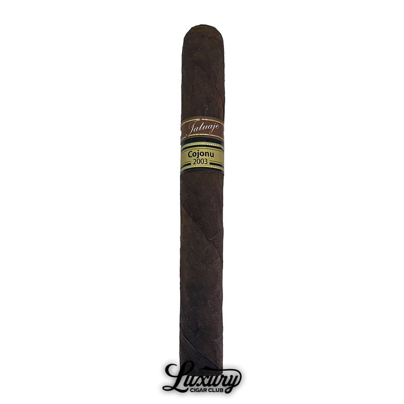 Tatuaje Miami Cojonu 2003 single cigar with rich brown wrapper and Luxury Cigar Club logo