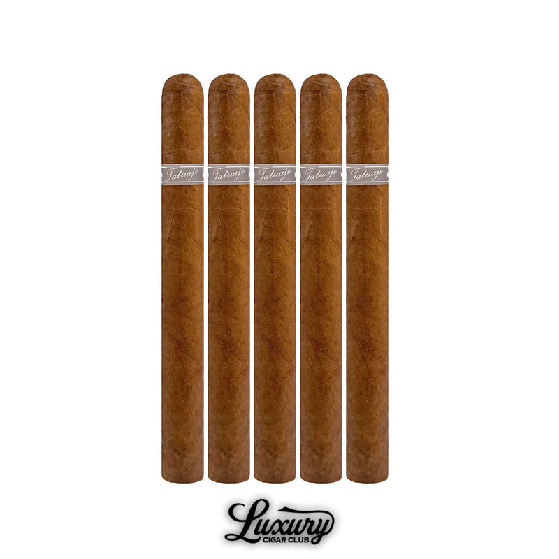 Close up of Tatuaje Monster Series Mummy Redux 5 Double Corona cigars five pack with natural brown wrapper from Luxury Cigar Club