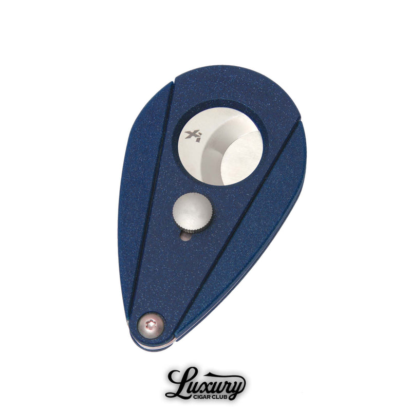 Xikar Xi2 cigar cutter in lapis blue finish available at Luxury Cigar Club, featuring precision stainless steel double blades for a clean and accurate cigar cut.