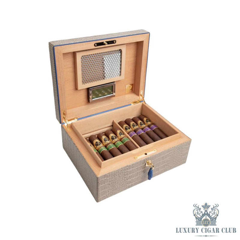 Buy El Septimo Small Crocodile Desktop Humidor Taupe Cigar Accessories Online