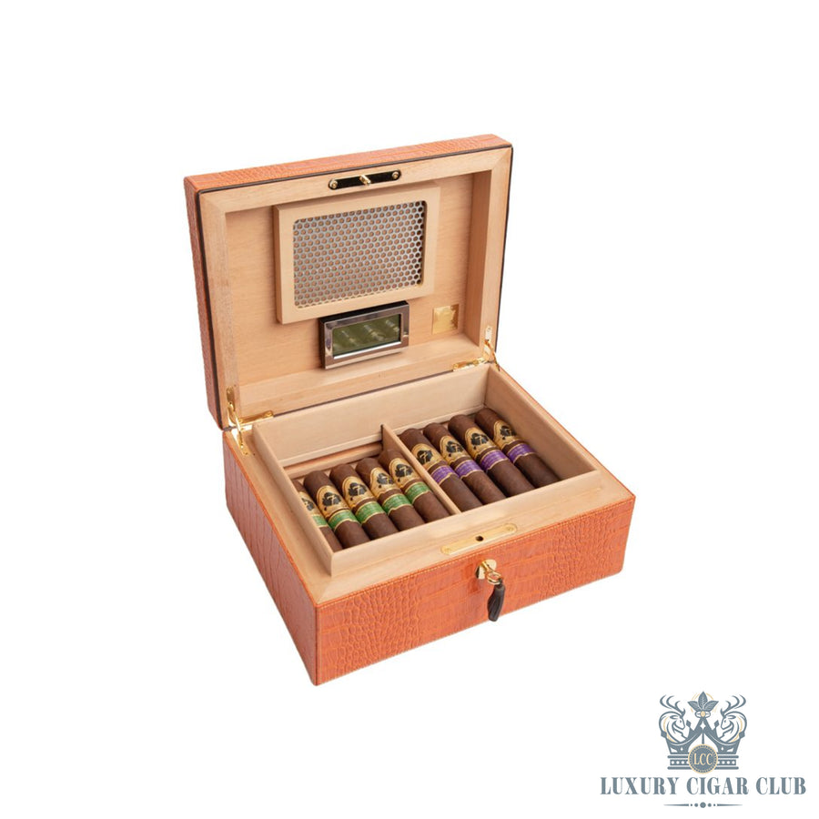 Shop Now - Crocodile Skinned Three‐Cigar Travel Case - El Septimo Cigars