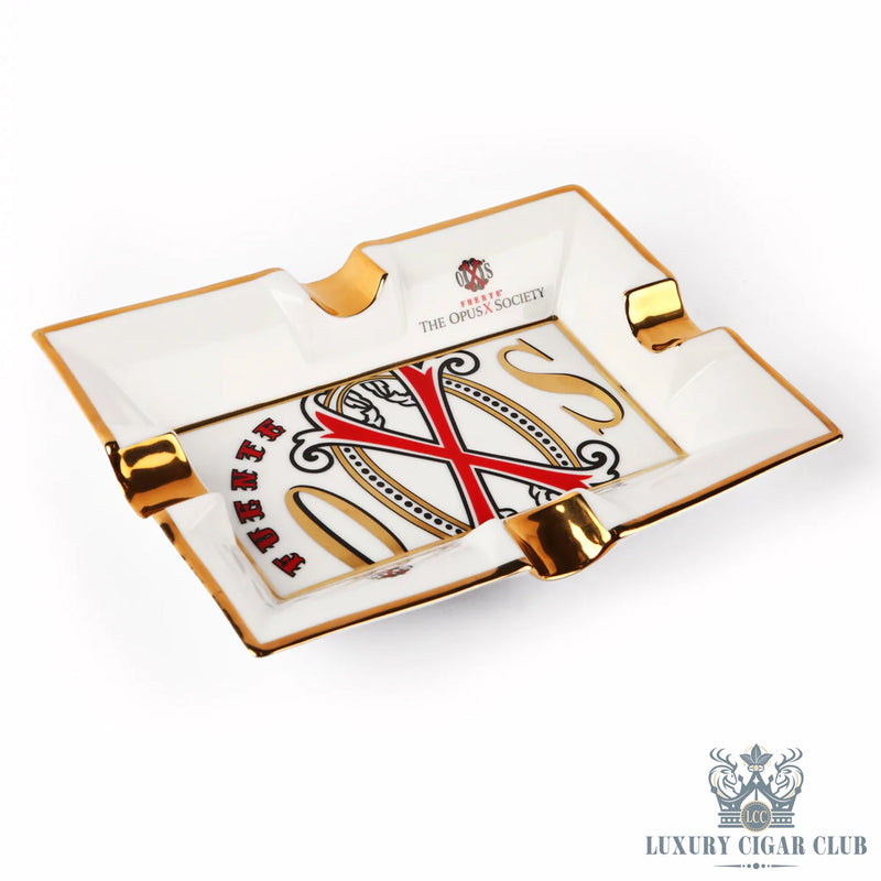 Manny Iriarte OpusX Society White Porcelain Ashtray - Luxury Cigar Club